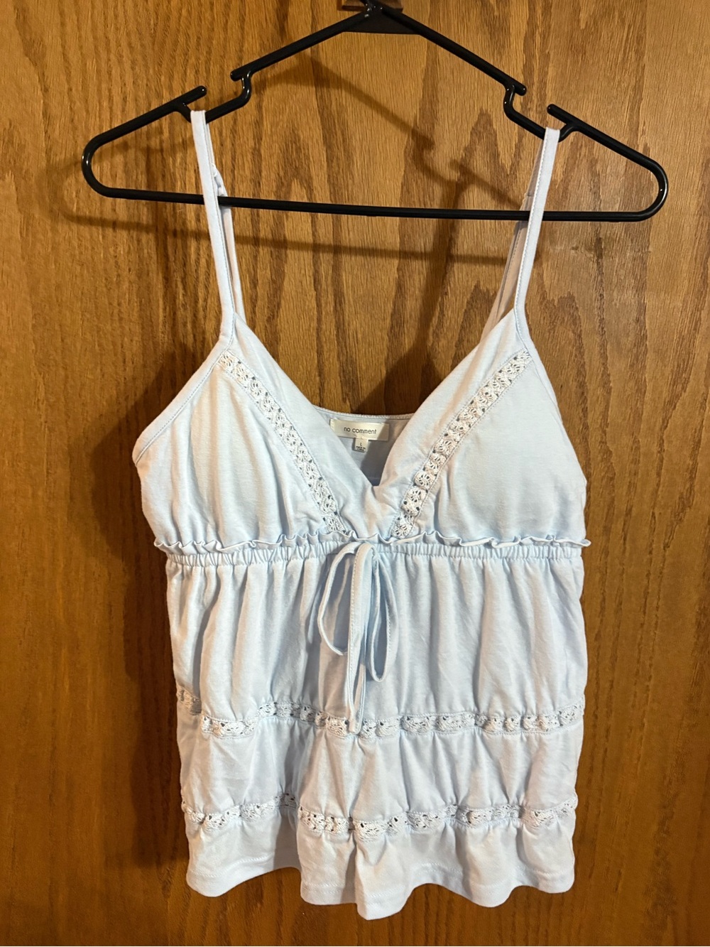 Light Blue Lace-Trim Camisole with Tie Front